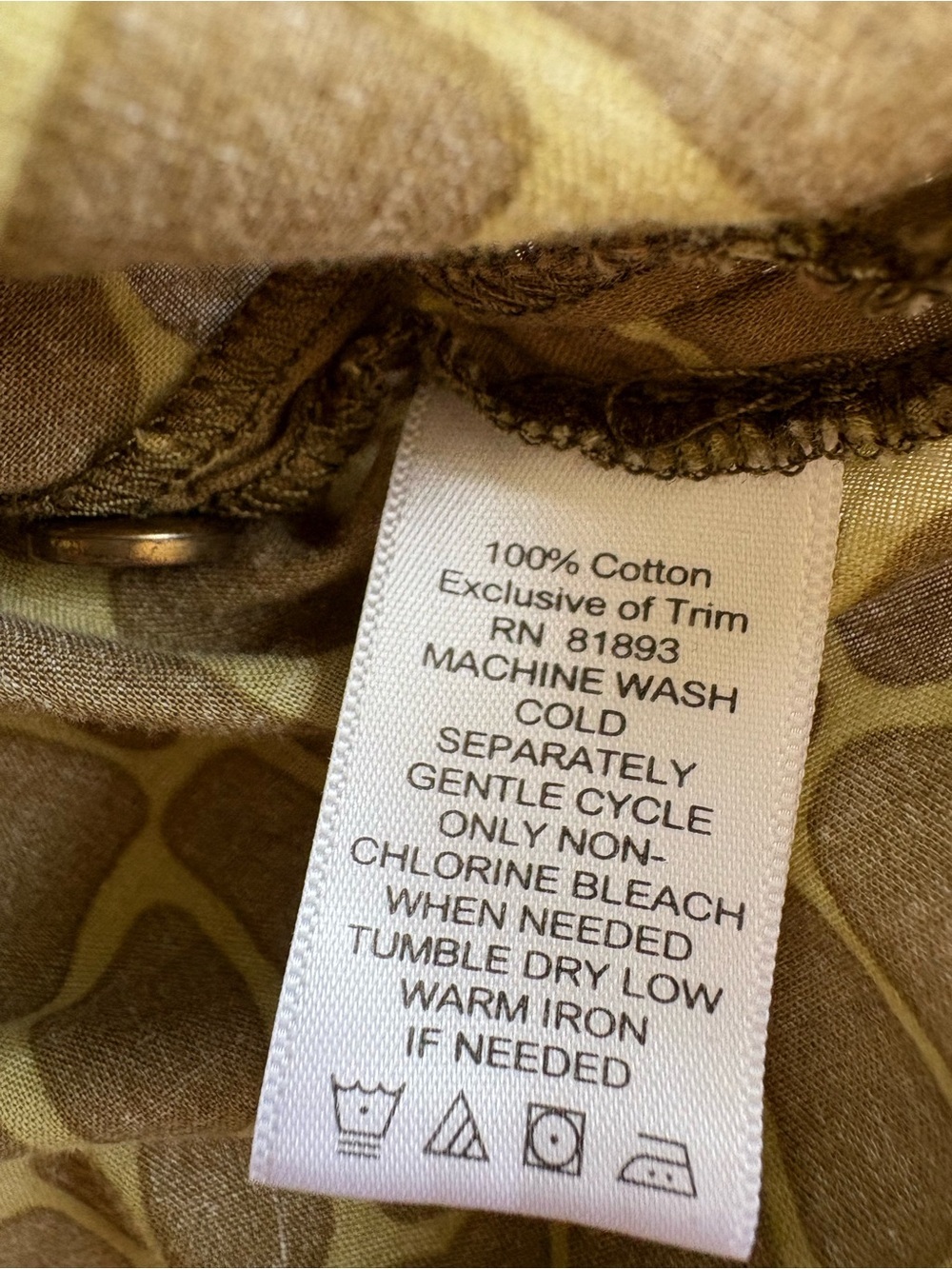 Animal Print Olive Cotton Pintuck Tunic 1X - Picture 9 of 9